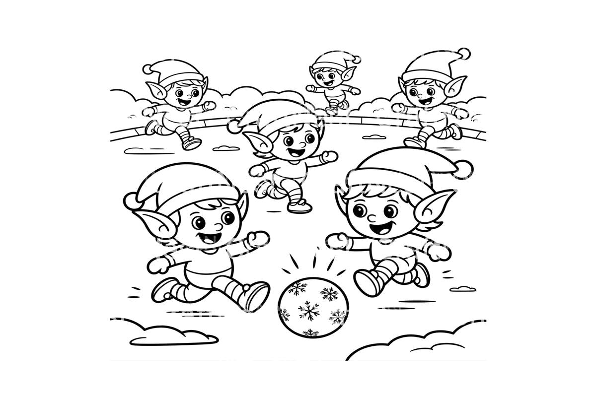 Christmas Elf Soccer Fun Coloring Books