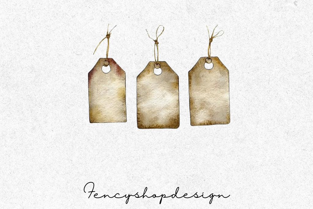 Rustic Vintage Tags Labels Clipart Bundle