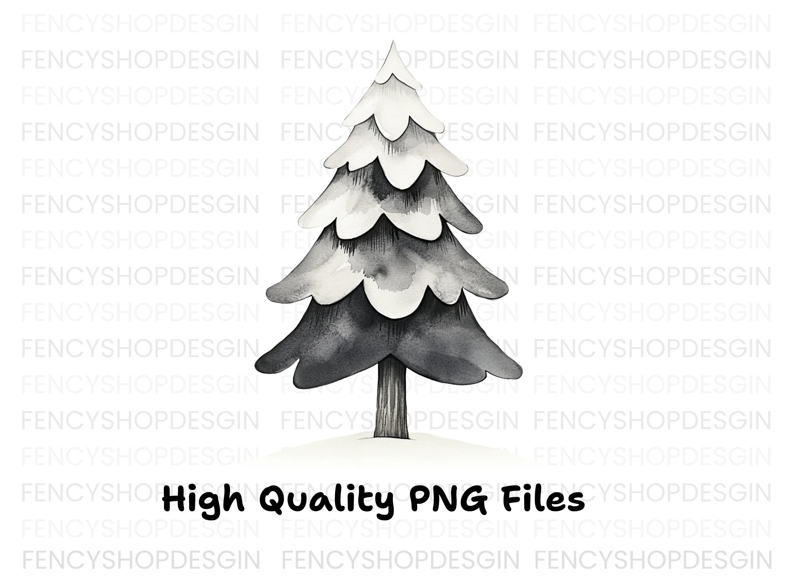 Snowy Pine Tree Winter Clipart Bundle