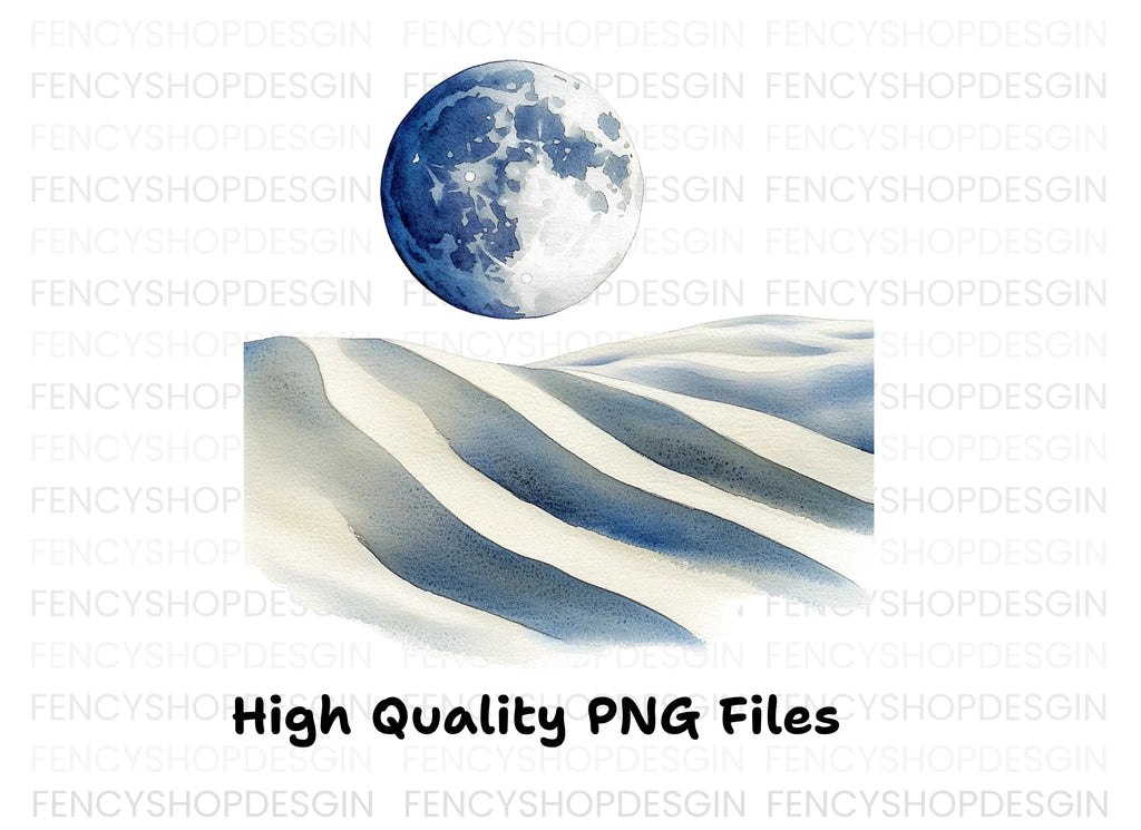 Moonlit Desert Landscape Clipart Bundle