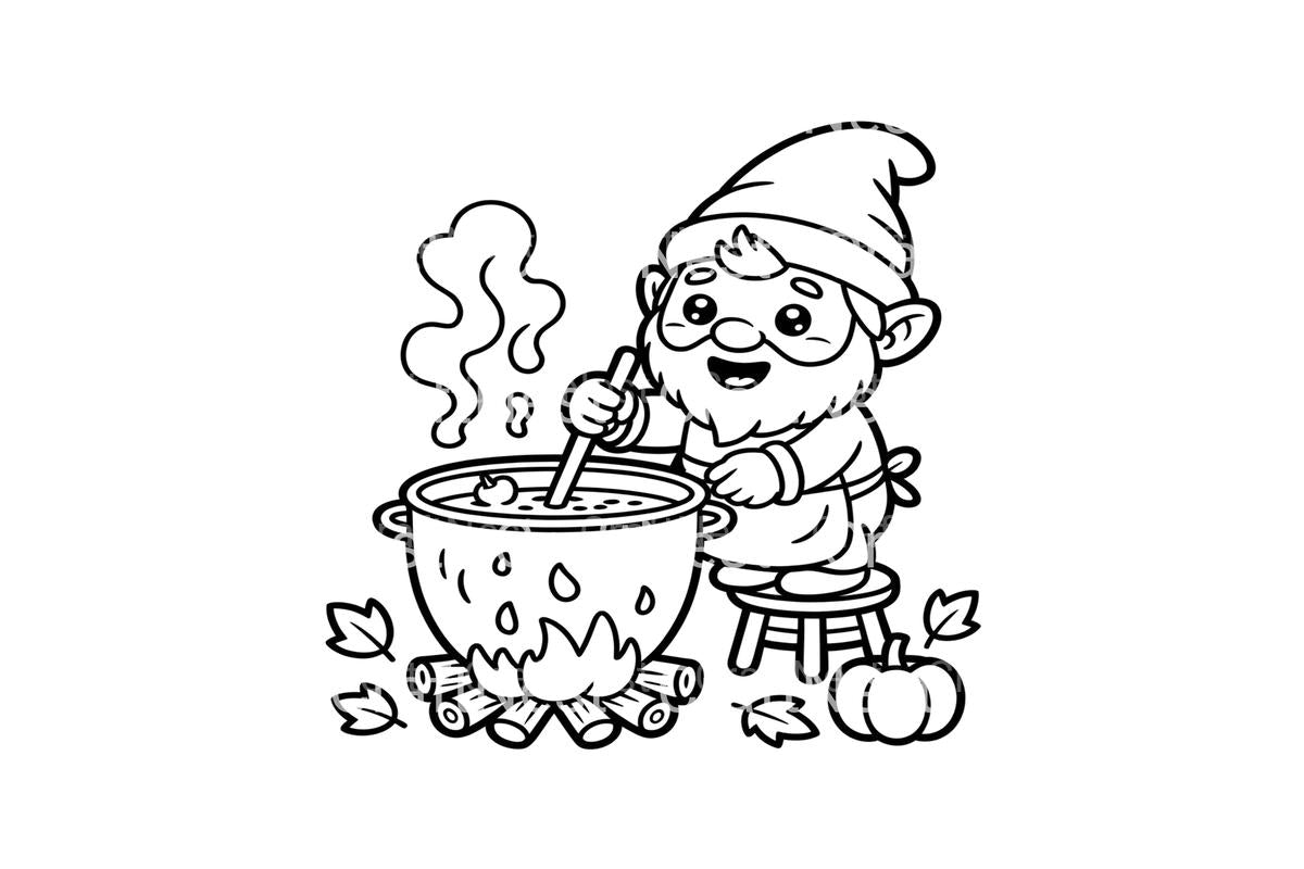 Gnomes Cooking Outdoors Coloring Books