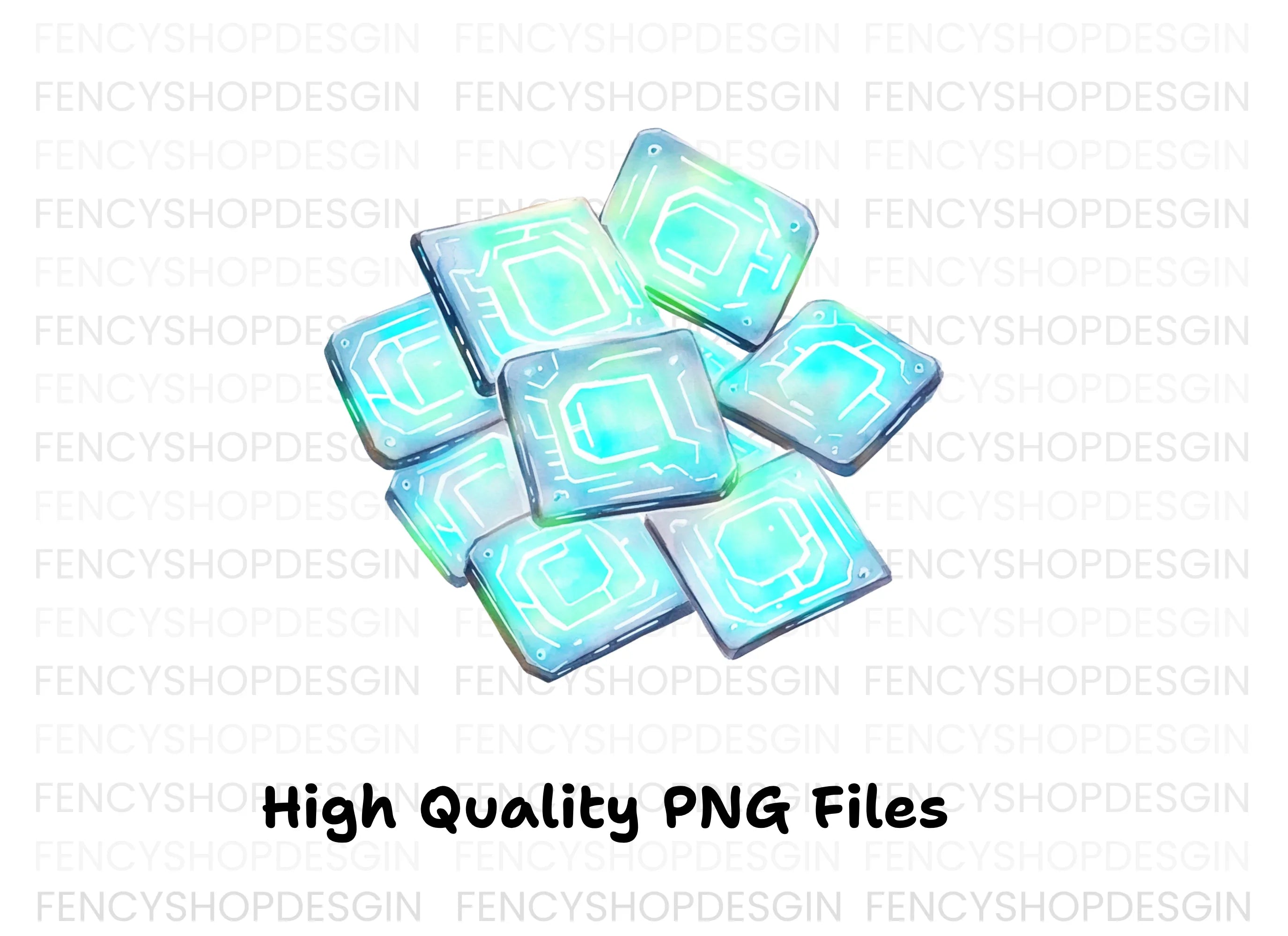 Glowing Tech Chips Clipart Bundle