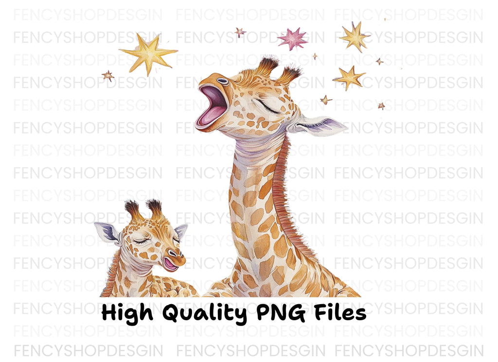 Singing Giraffes with Stars Clipart Bundle