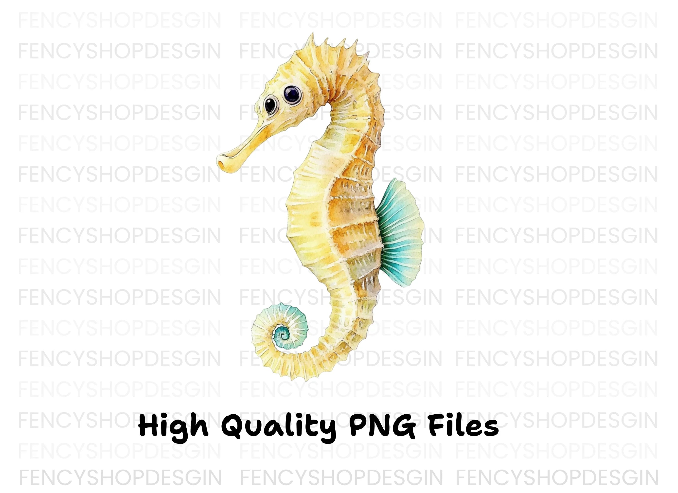 Yellow Seahorse Clipart Bundle