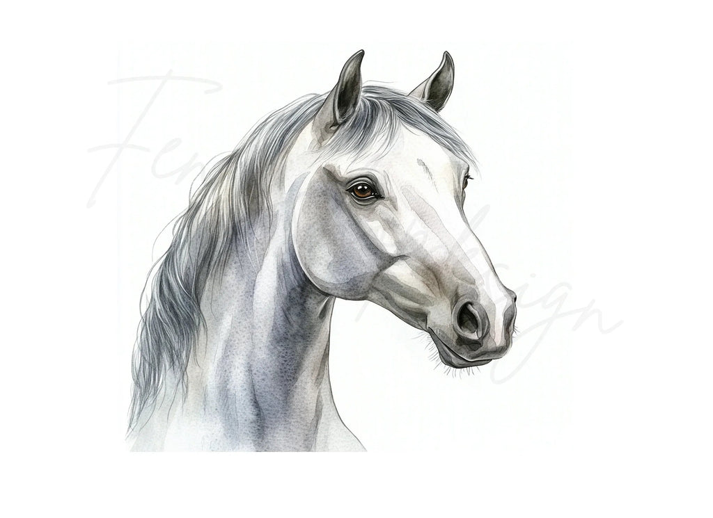 Elegant White Horse Clipart Bundle