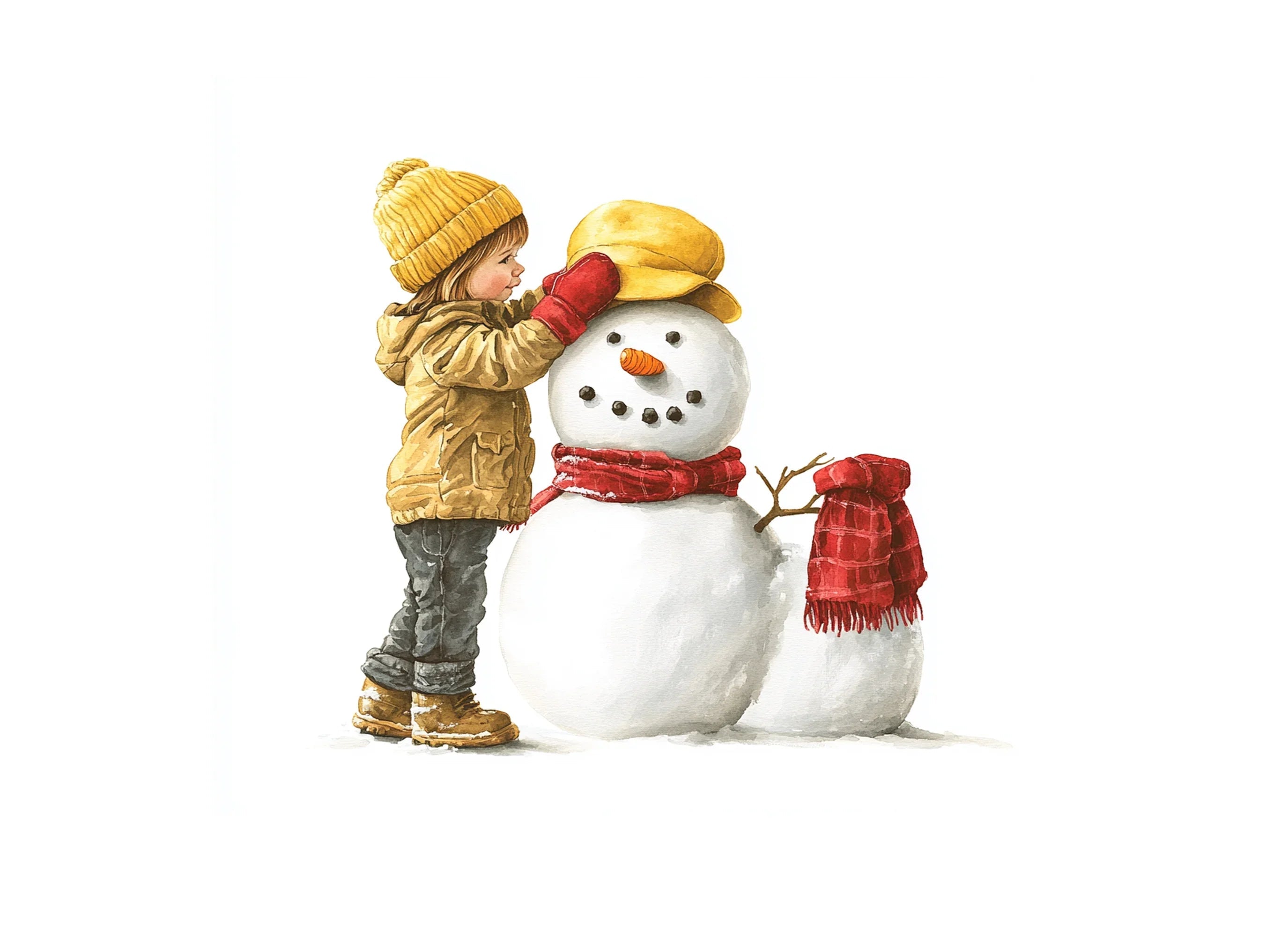 Children Building Snowman Clipart Bundle