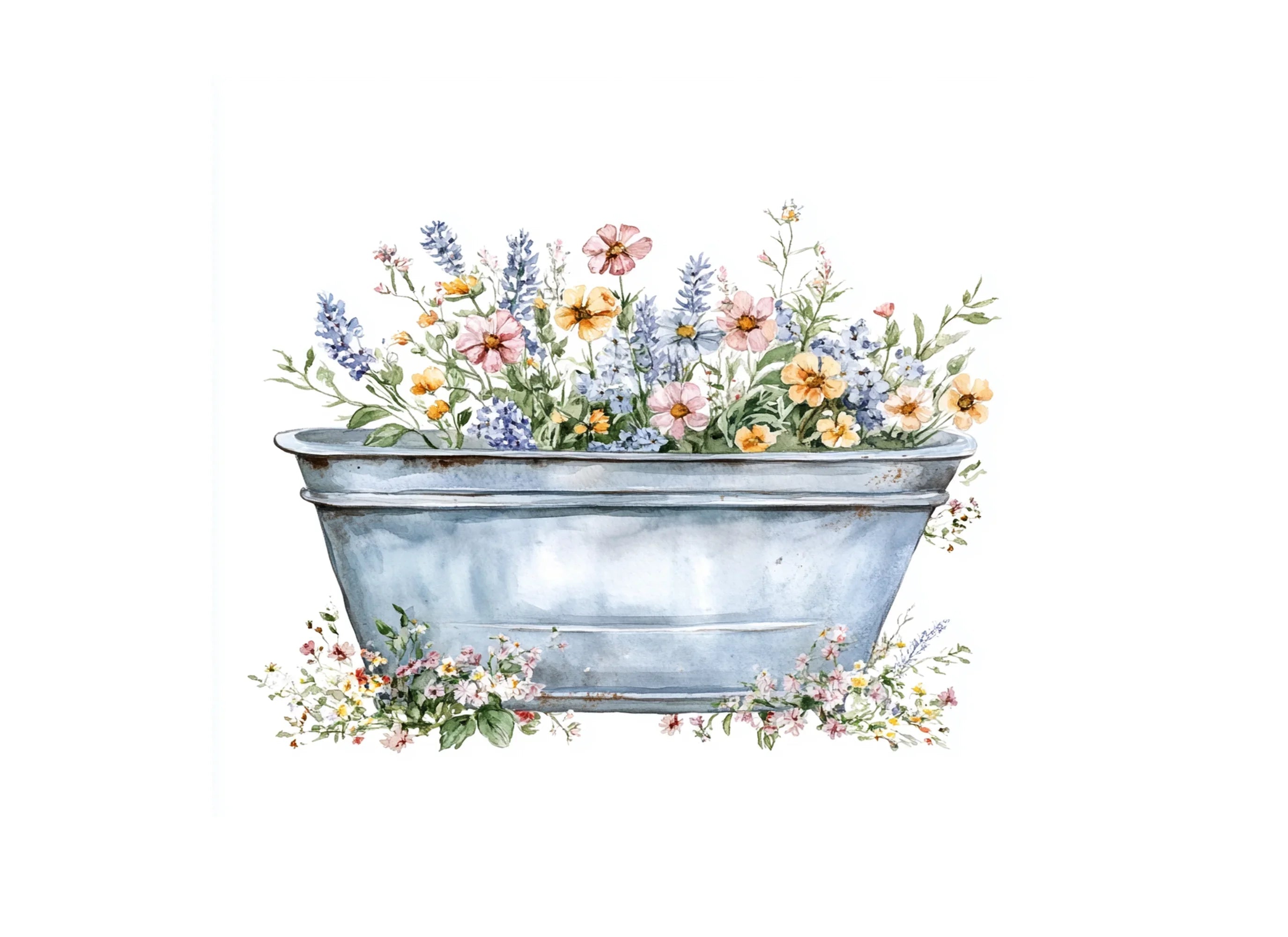 Floral Bathtub Clipart Bundle