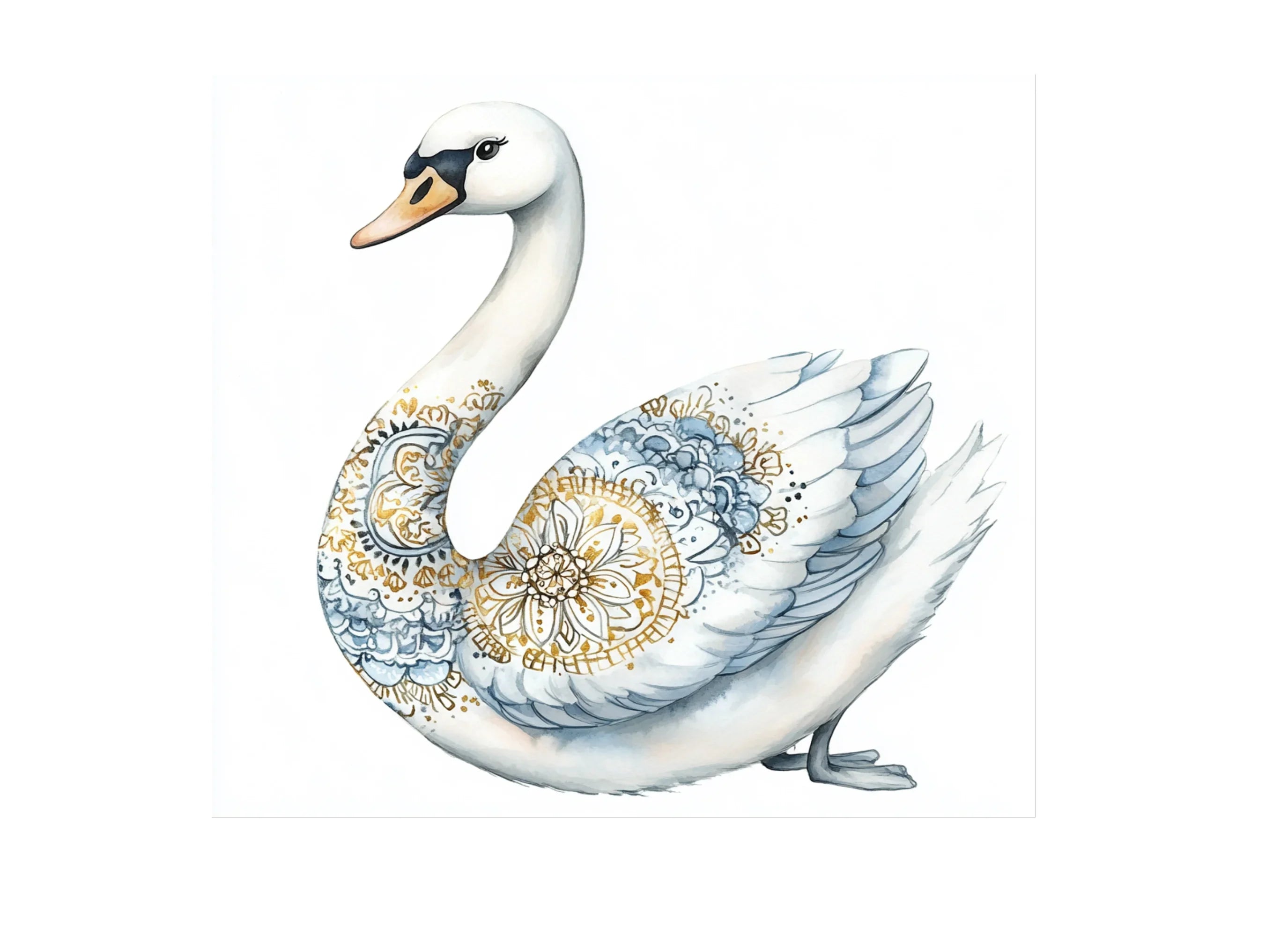 Golden Mandala Swan Clipart Bundle