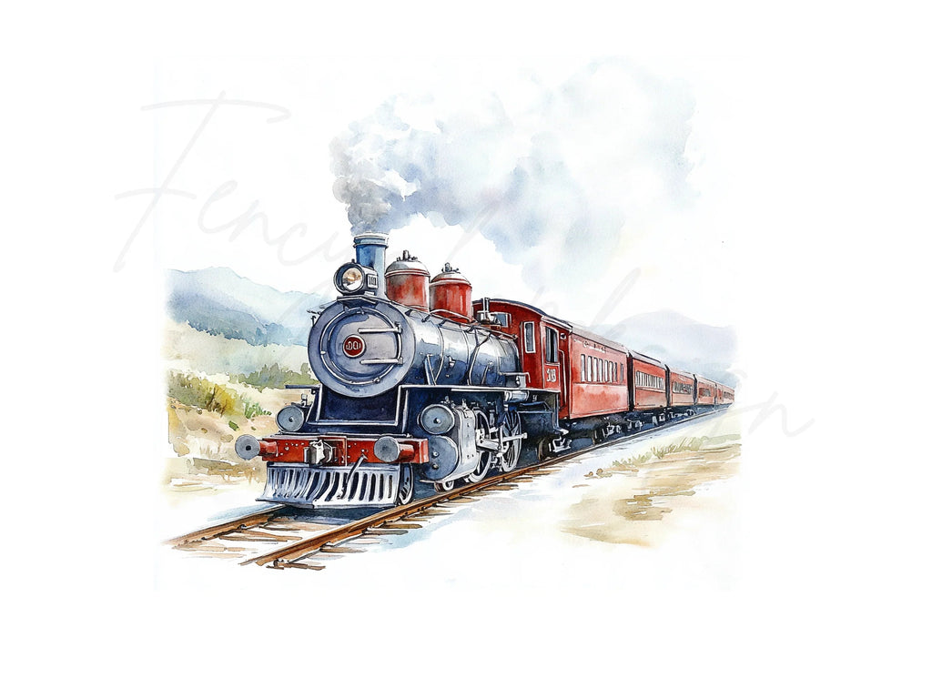 Vintage Steam Train Clipart Bundle