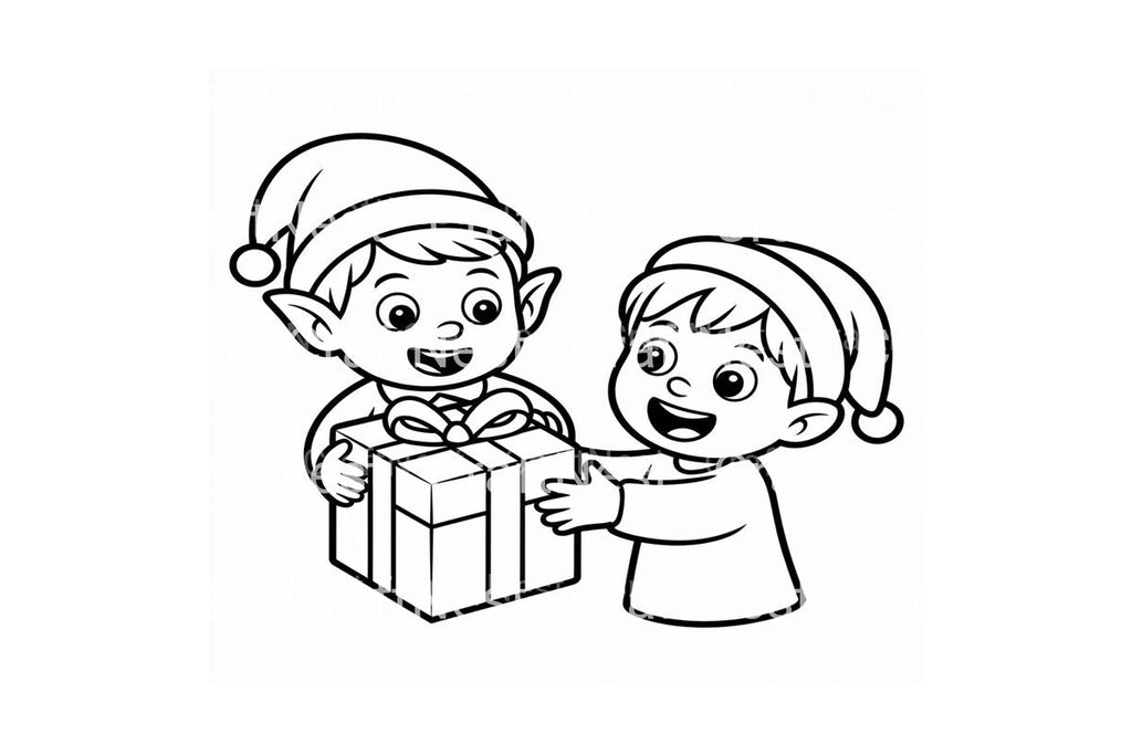 Christmas Elf Gift Exchange Coloring Books