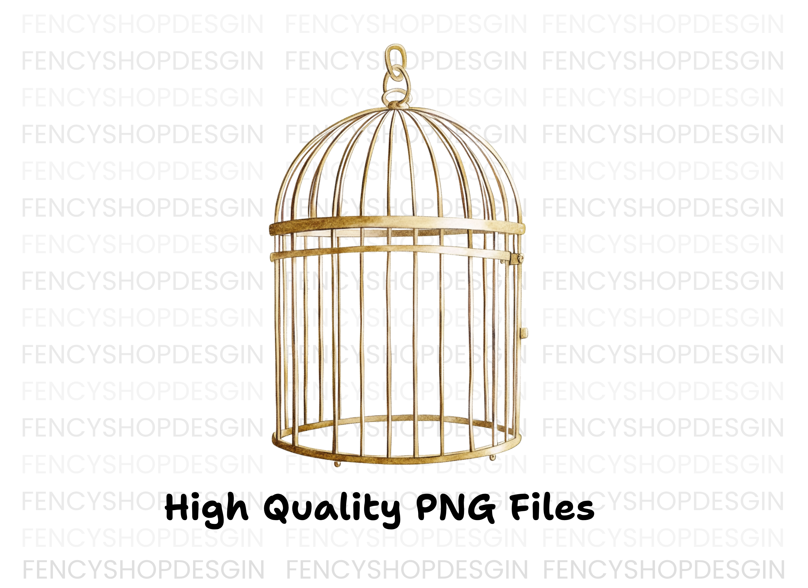 Vintage Gold Bird Cage Clipart Bundle