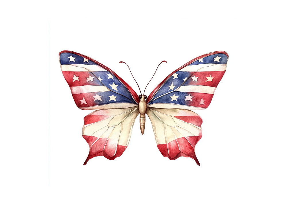 American Flag Butterfly Clipart Bundle