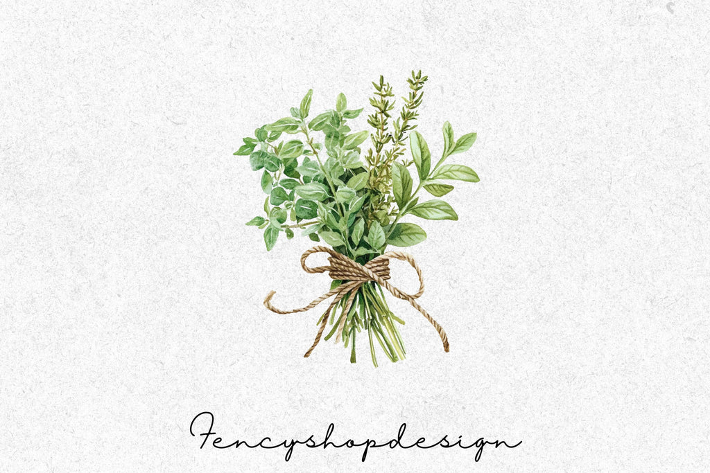Fresh Herb Bouquets Clipart Bundle