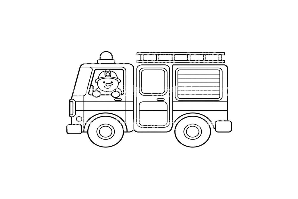 Cute Fire Truck and Snowman Driver Coloring Books