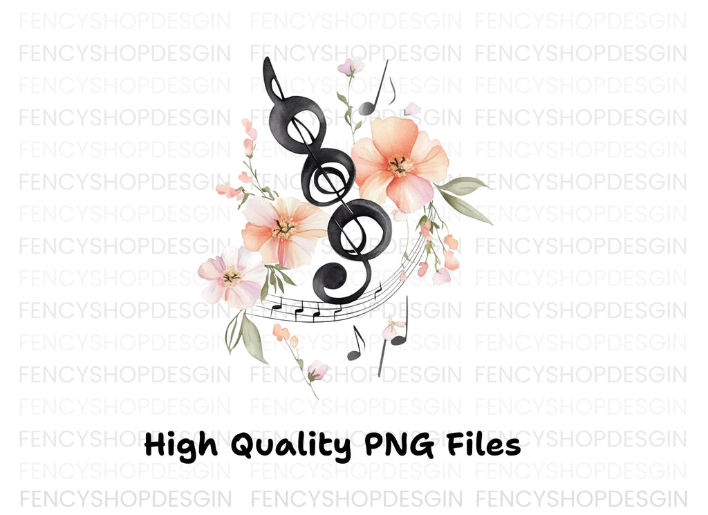 Floral Music Notes Clipart Bundle