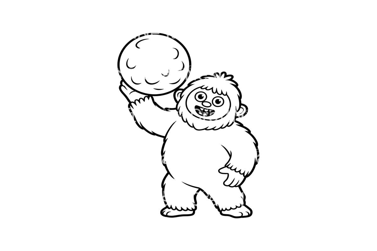 Funny Yeti Snowball Coloring Books