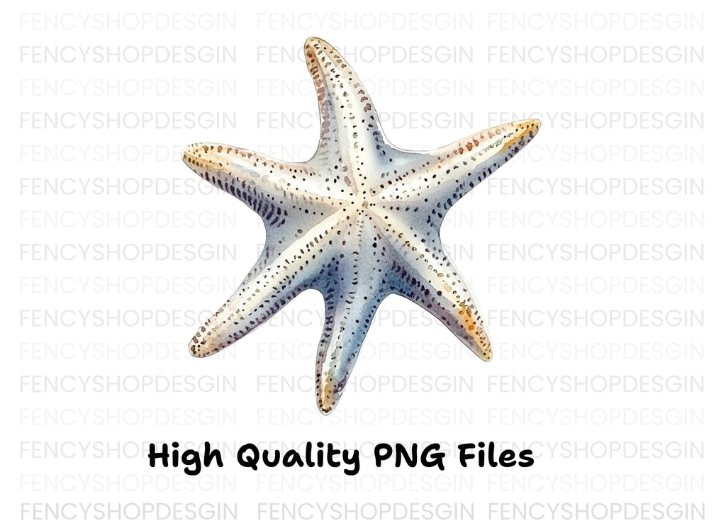 Blue and White Starfish Clipart Bundle