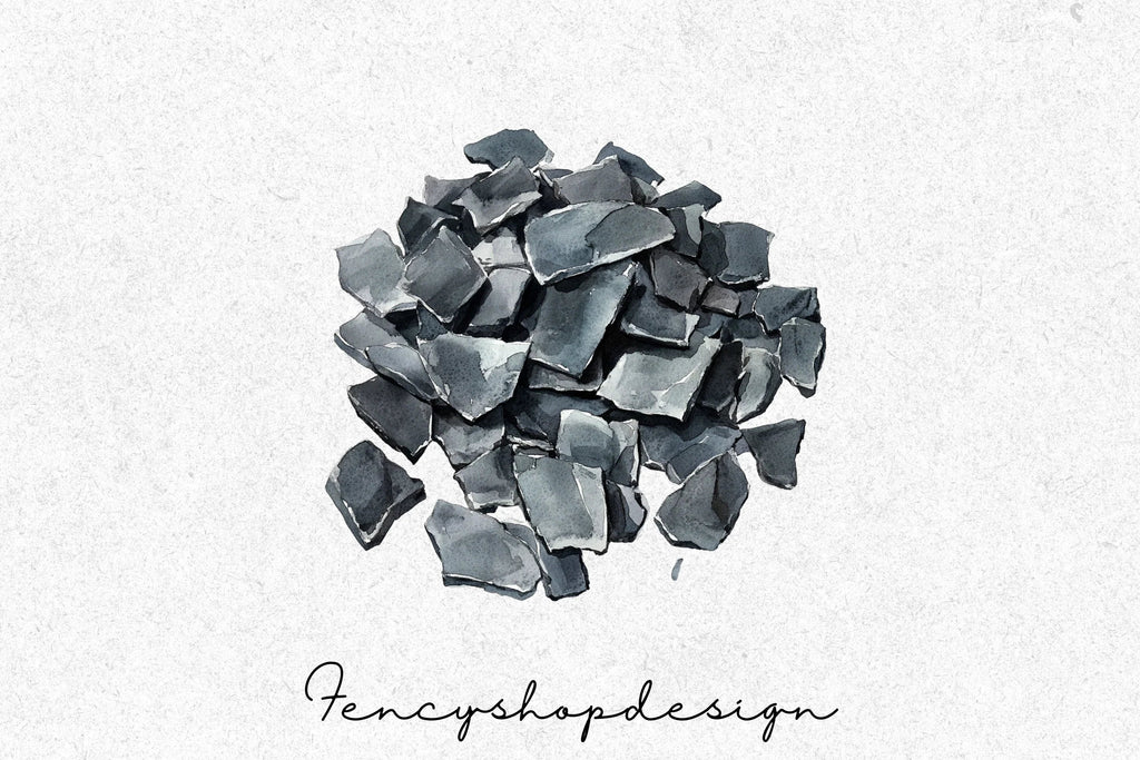 Smoke Clouds Grey Stone Shards Clipart Bundle