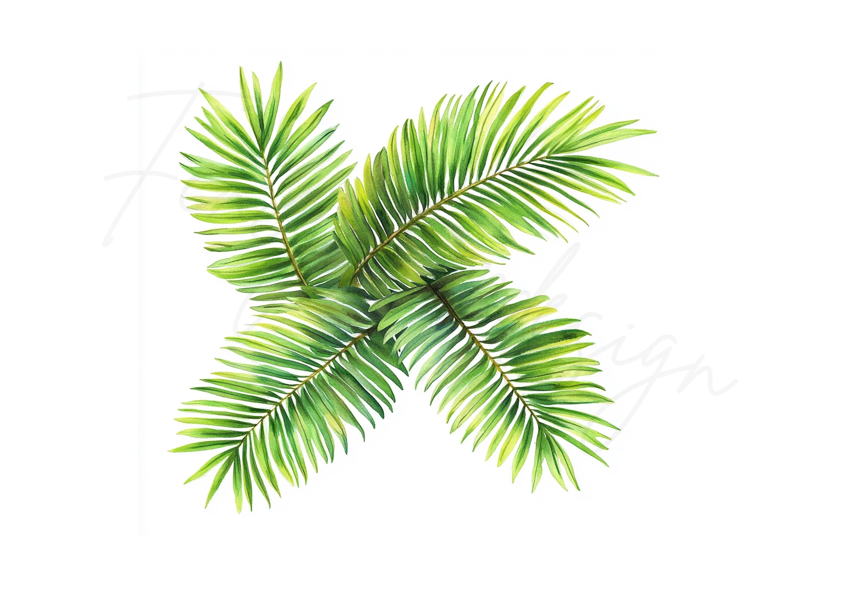 Lush Green Palm Leaves Clipart Bundle