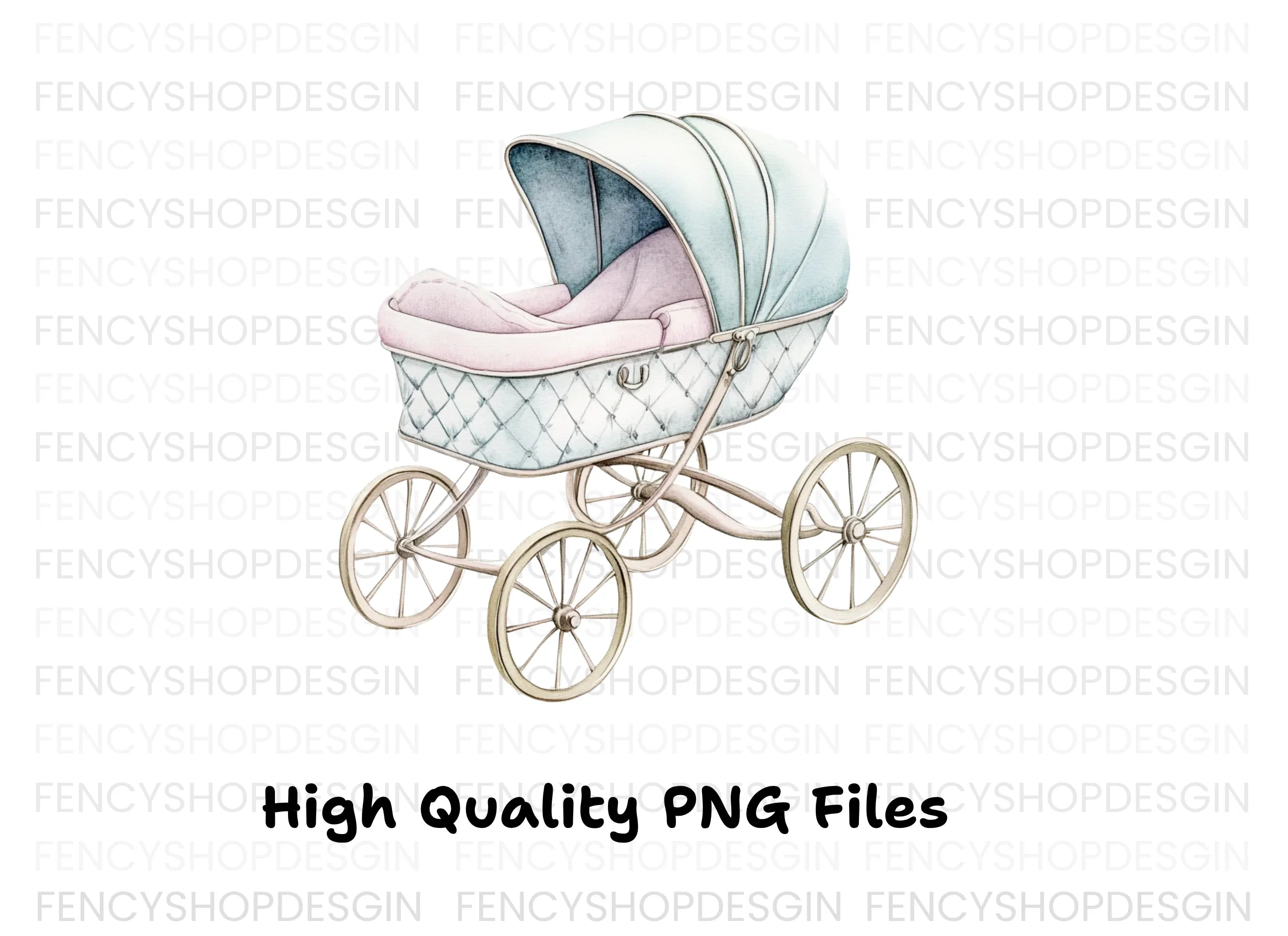 Vintage Baby Stroller Clipart Bundle