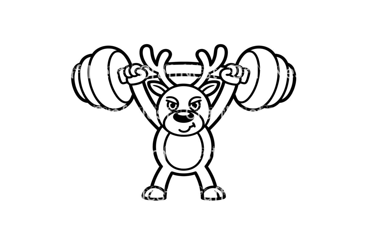 Reindeer Weightlifting Coloring Books