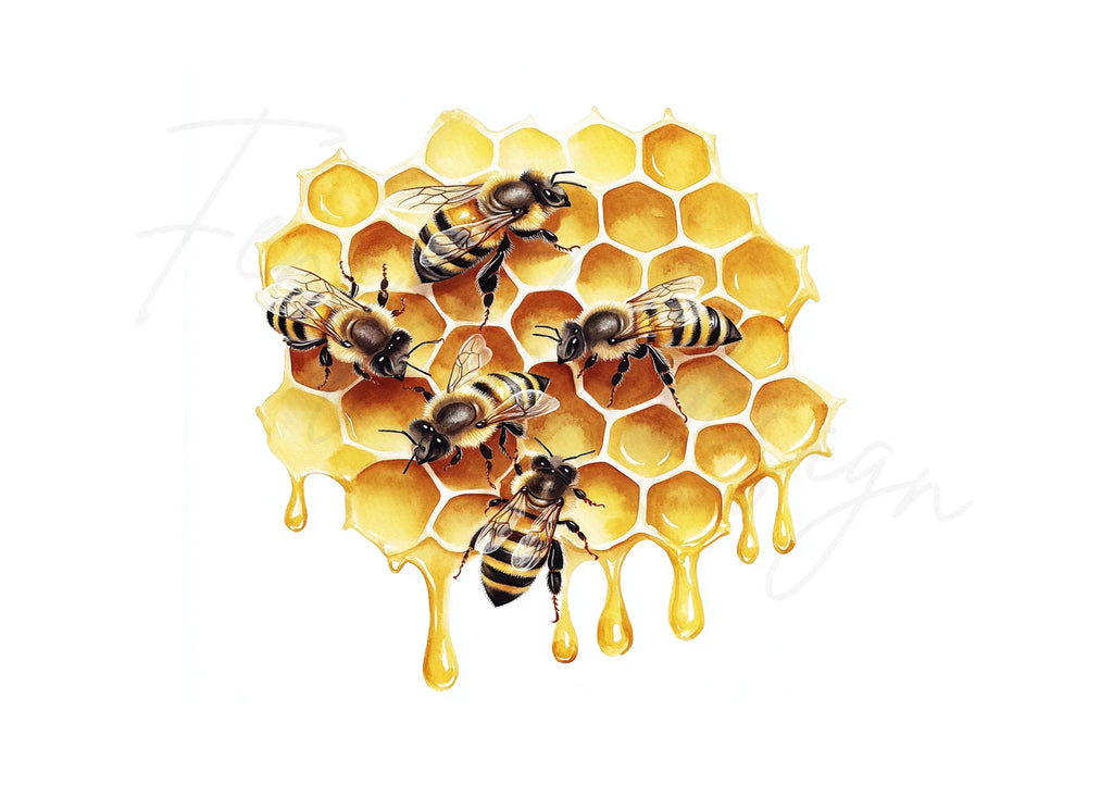 Busy Bees on Honeycomb Clipart Bundle