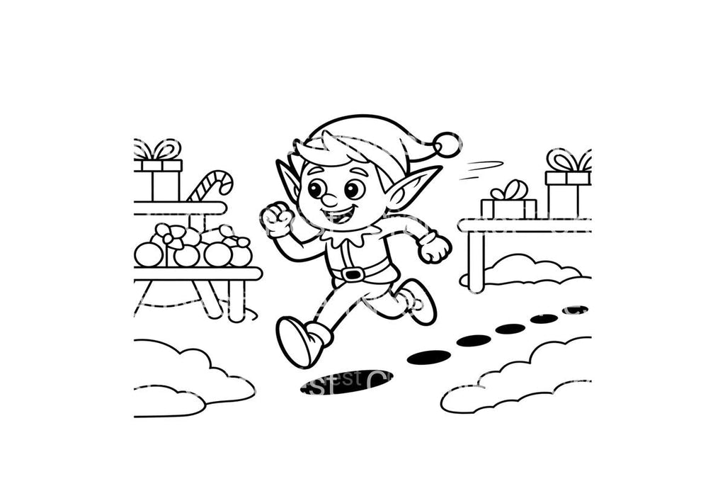 Running Christmas Elf Fun Coloring Books