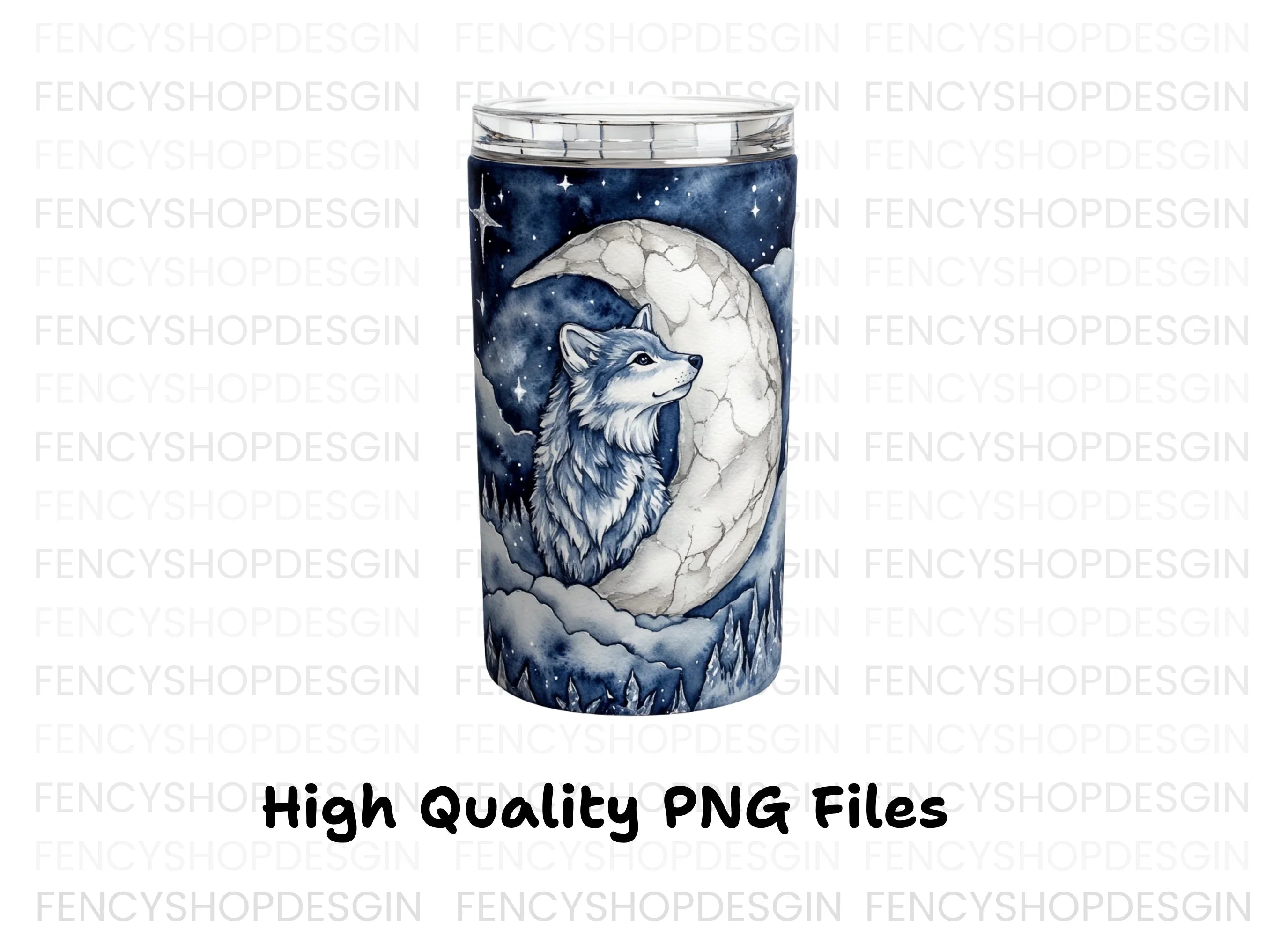 Wolf and Moon Tumbler Clipart Bundle