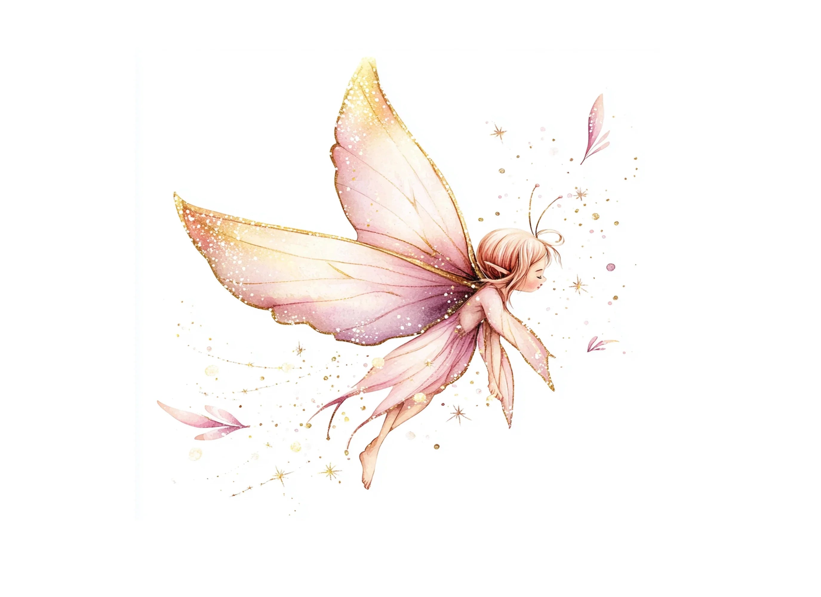 Pink and Gold Fairy Clipart Bundle