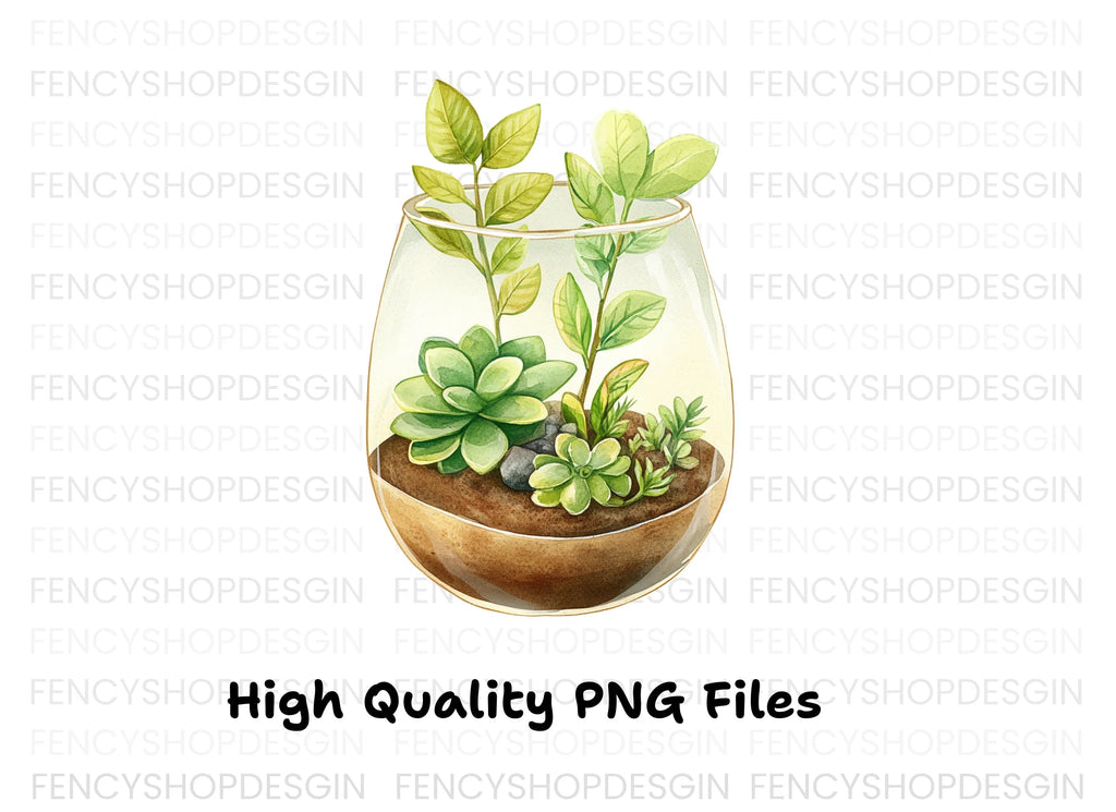 Succulent Terrarium Clipart Bundle