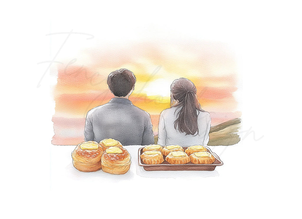 Couple Watching Sunset with Pastries Clipart Bundle