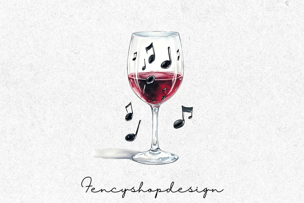 Wine Music Notes Clipart Bundle