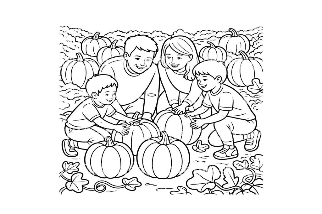 Family Pumpkin Picking Coloring Books