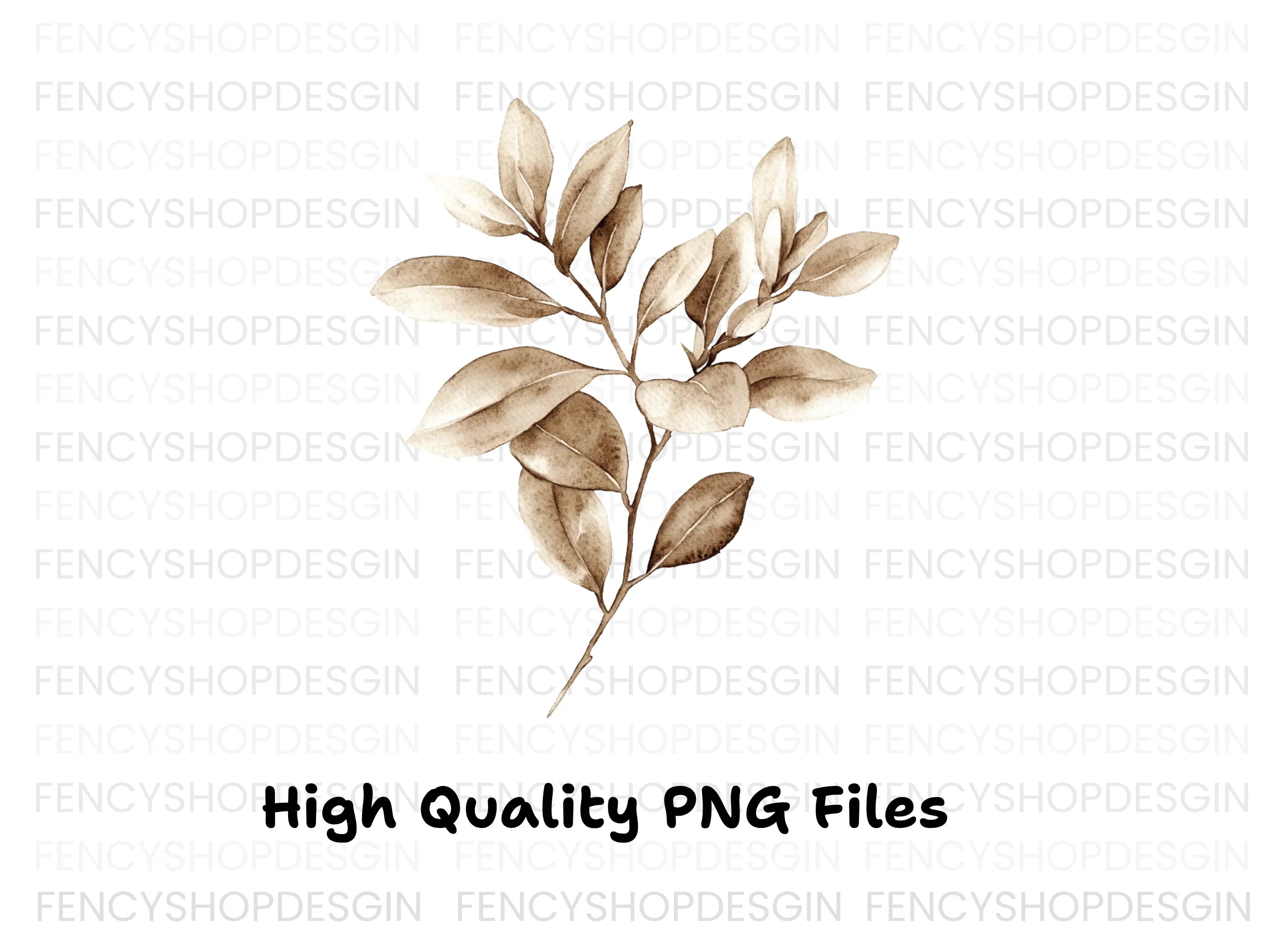 Sepia Leaf Branch Clipart Bundle