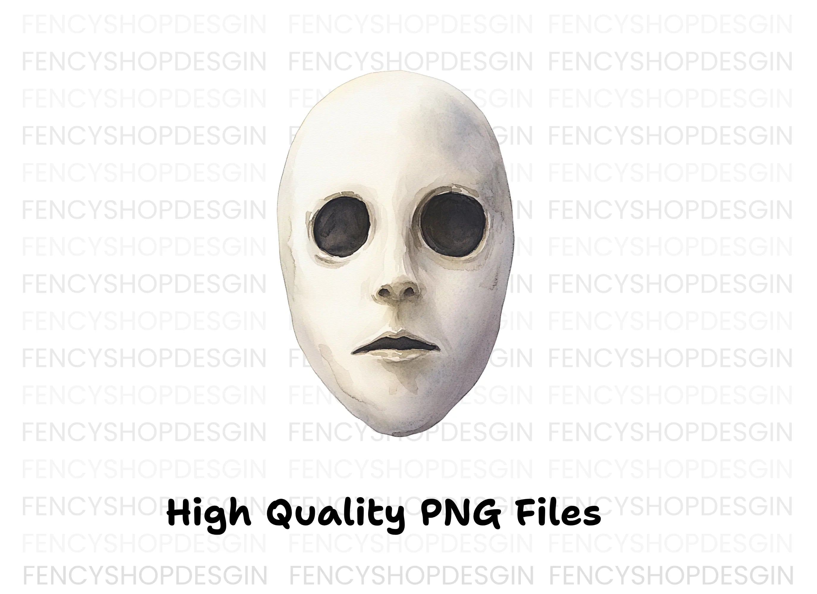 Eerie White Mask Clipart Bundle