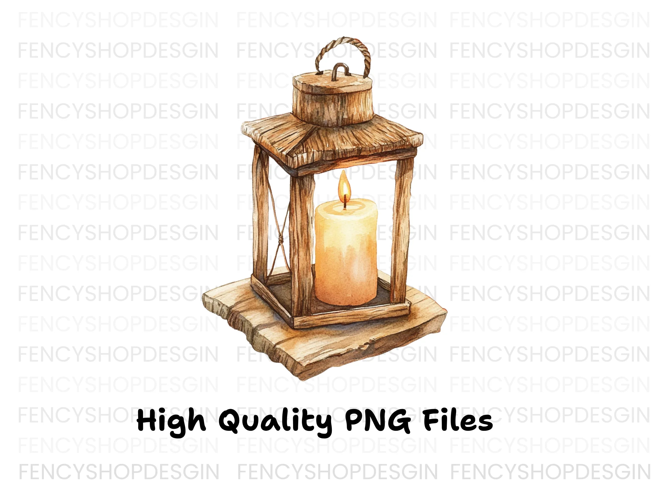 Rustic Wooden Lantern Clipart Bundle