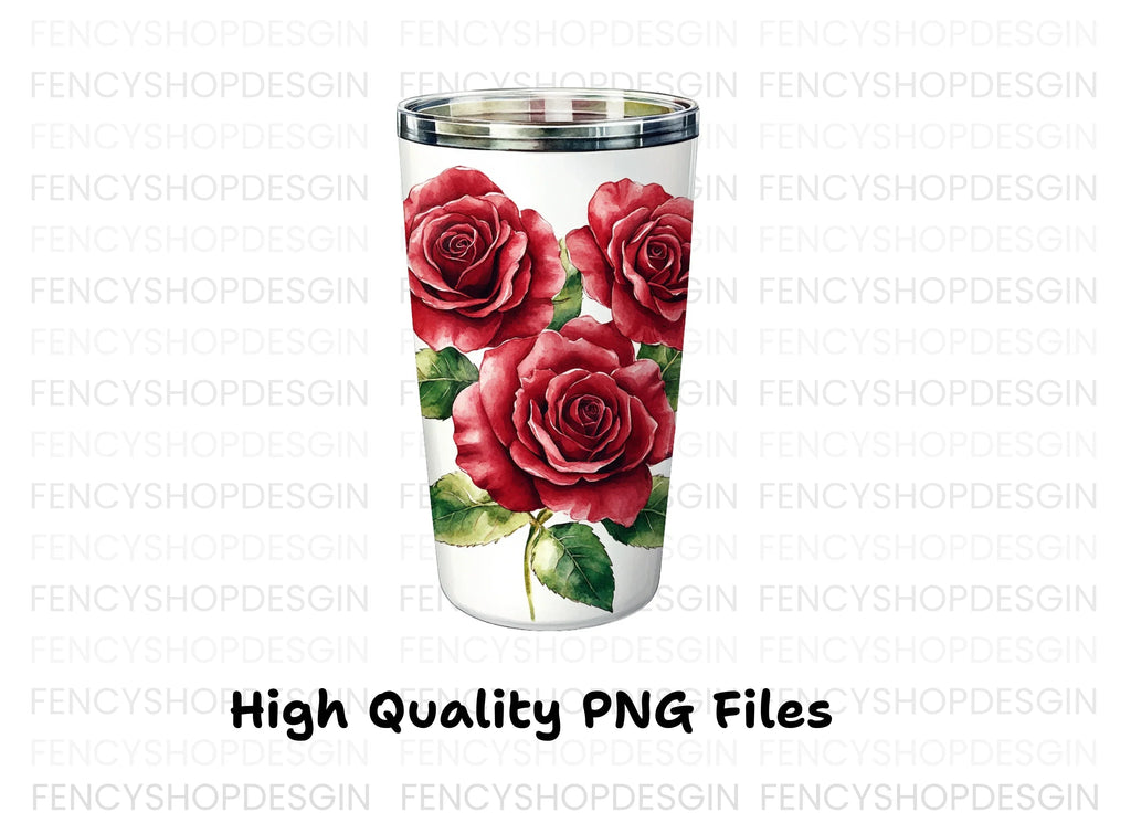 Elegant Red Roses Tumbler Clipart Bundle