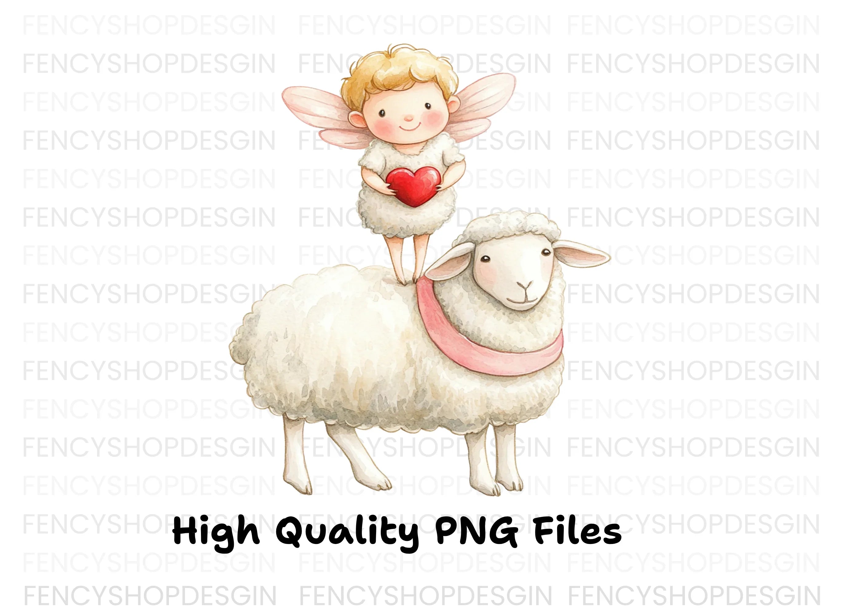Sweet Cupid and Sheep Valentine Clipart Bundle