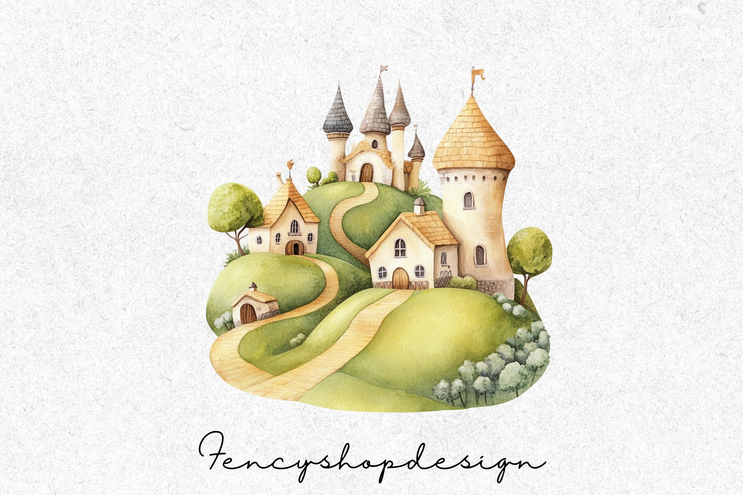 Whimsical Fairytale Village Clipart Bundle
