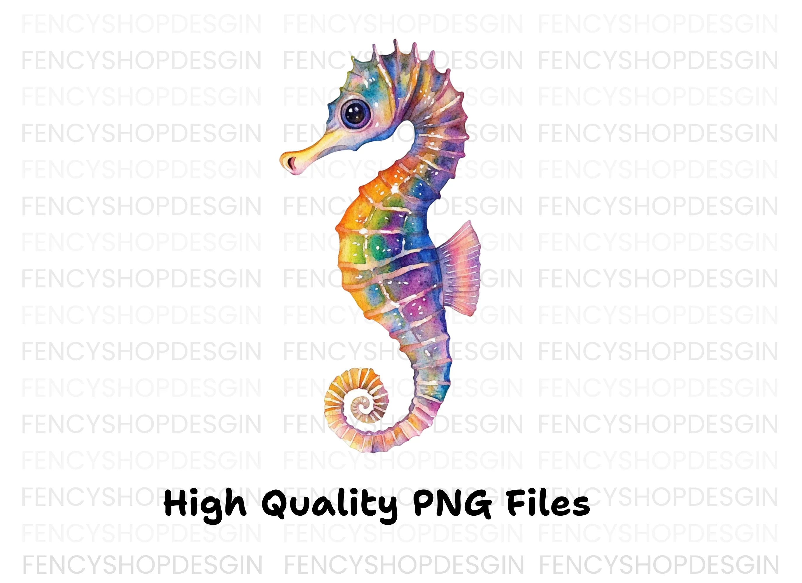 Rainbow Seahorse Clipart Bundle