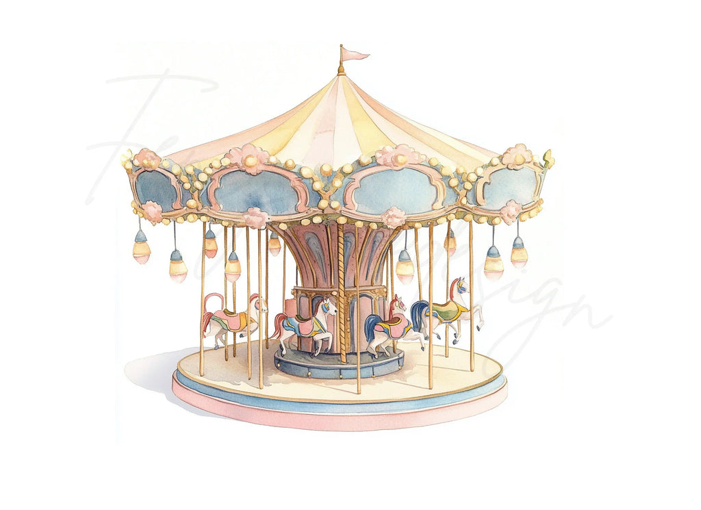Vintage Carousel Clipart Bundle