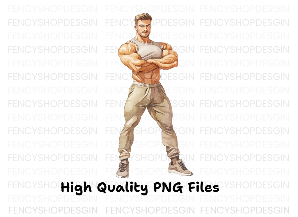 Muscular Men Bodybuilders Clipart Bundle
