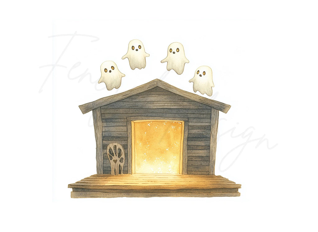 Spooky Ghost Houses Clipart Bundle