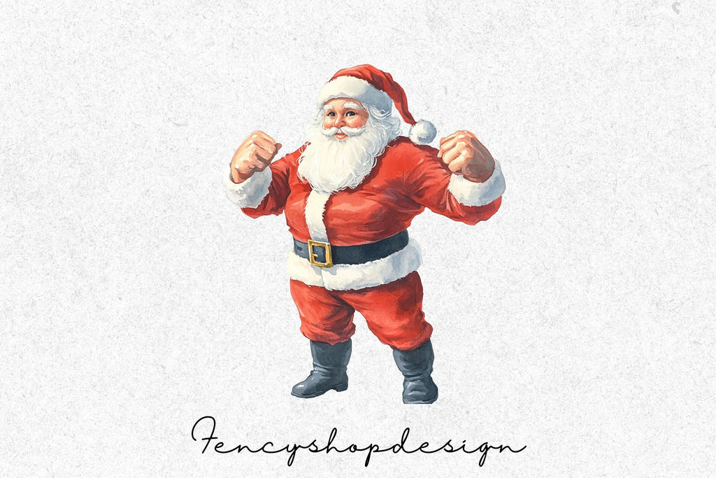 Strong Santa Christmas Holiday Clipart Bundle