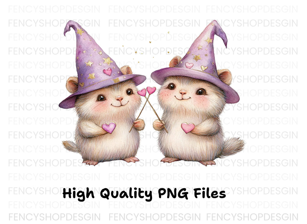 Cute Hamster Witch Clipart Bundle