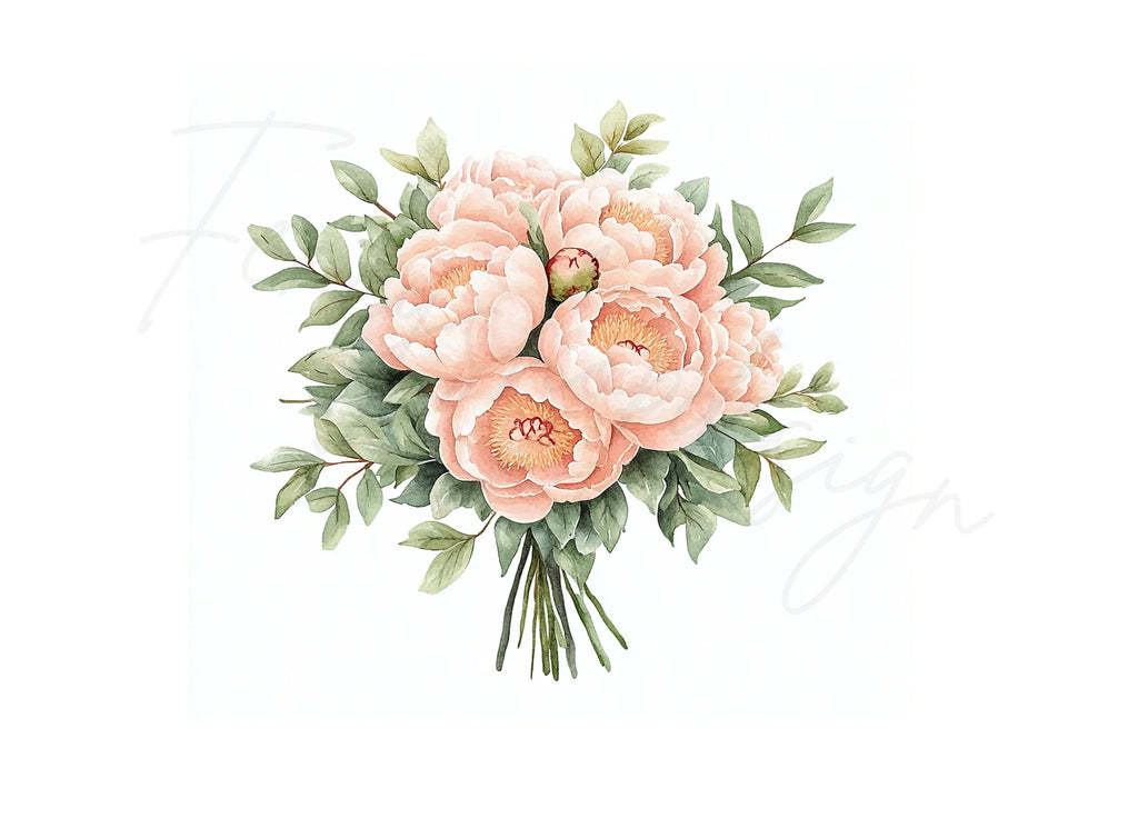 Peony Bouquet Clipart Bundle