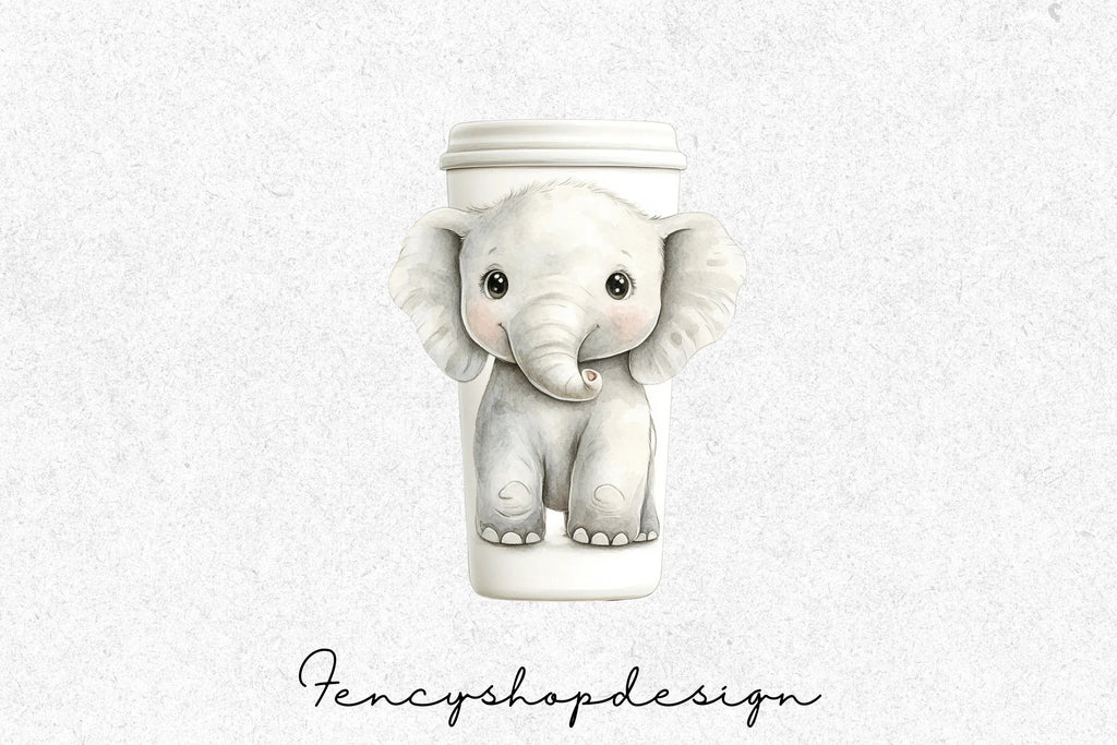 Cute Baby Elephant Clipart Bundle