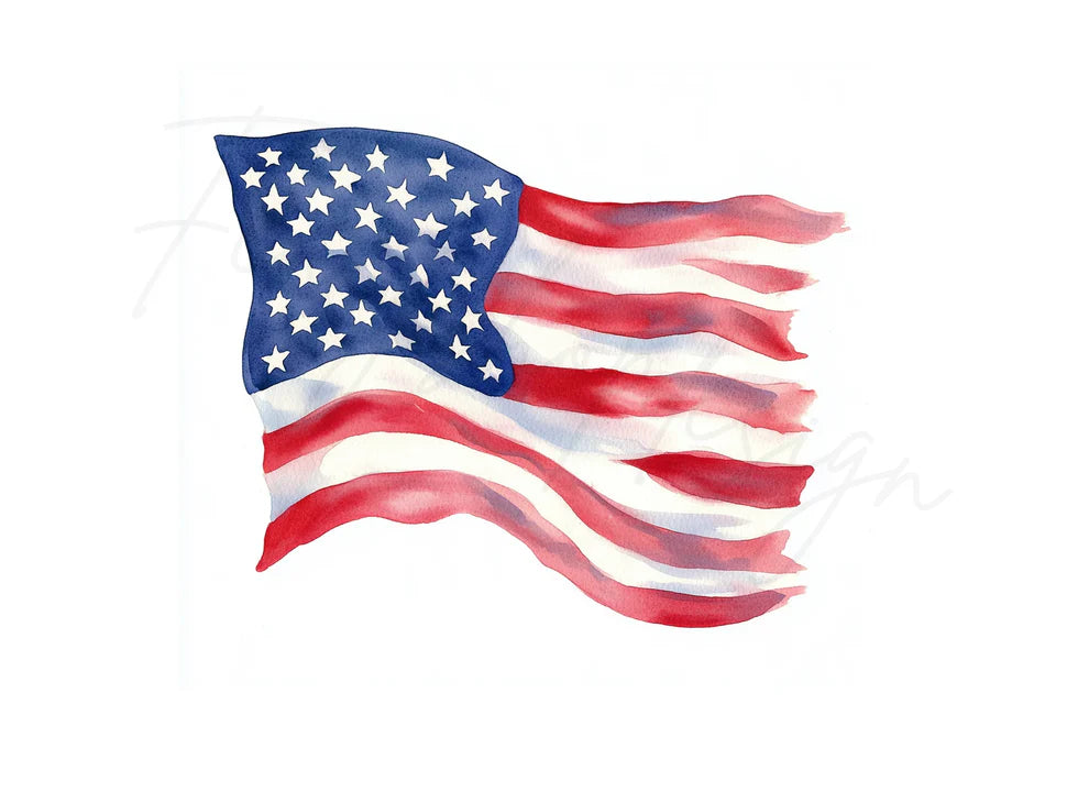 Waving American Flag Clipart Bundle