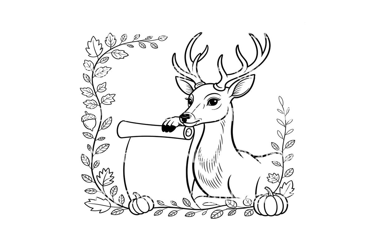 Autumn Deer and Scroll Coloring Books