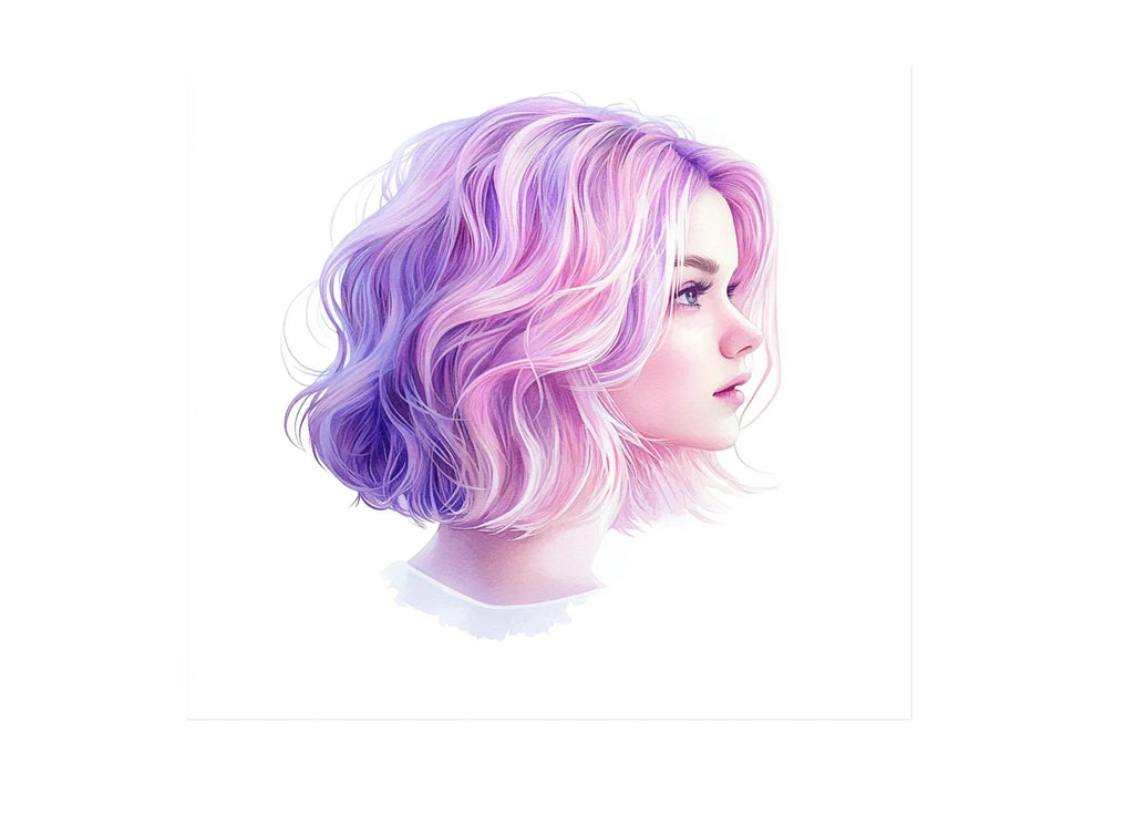 Pastel Wavy Bob Hair Clipart Bundle